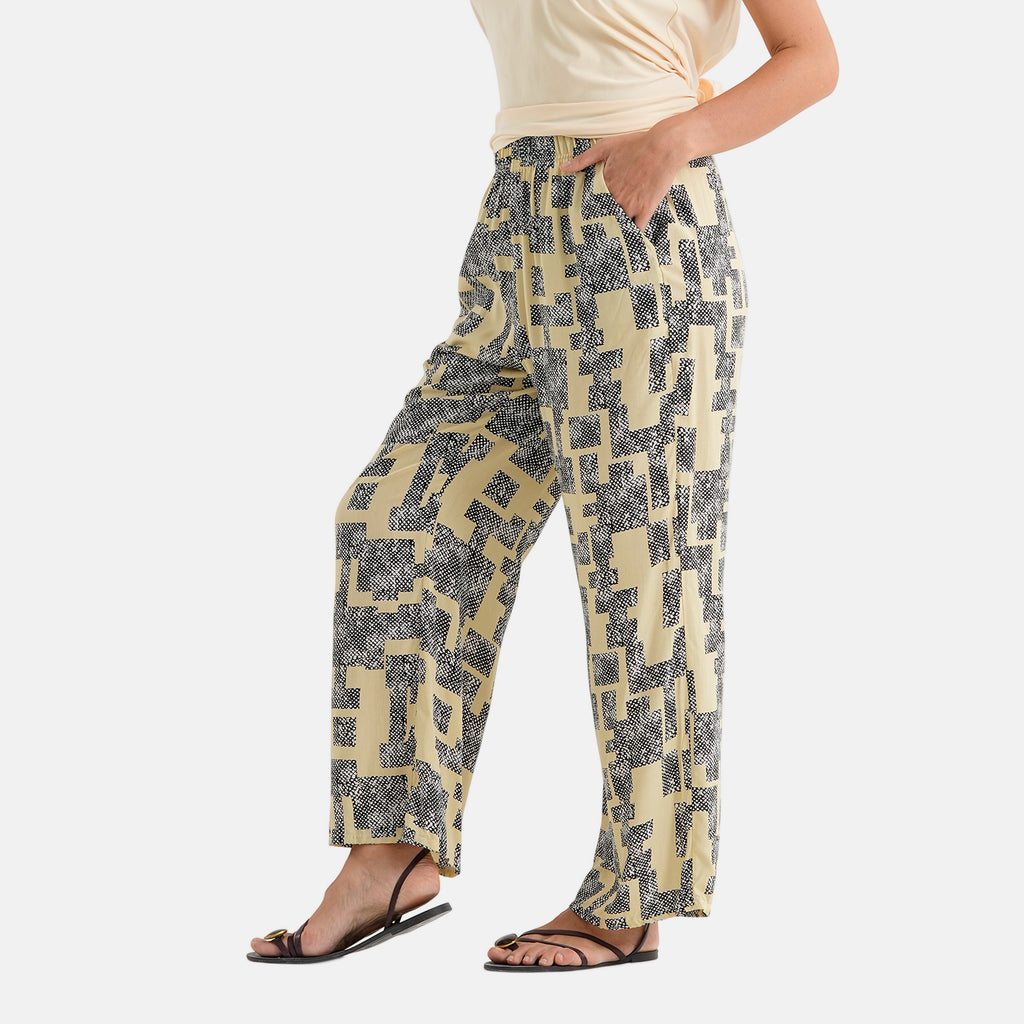 & Maisi Patterned Loungwear (Size - Large) - Yellow & Navy Blue_8521101_7