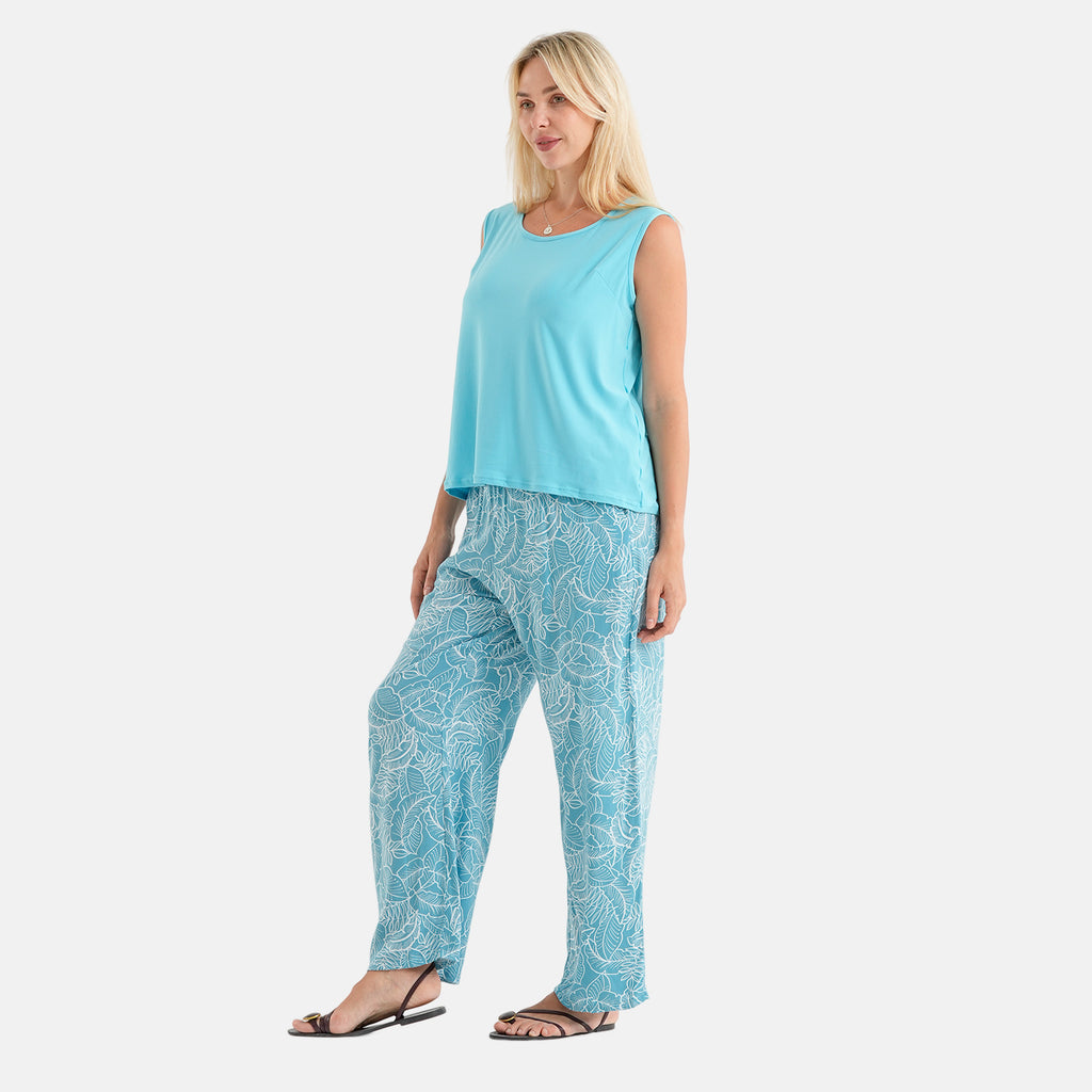 & Maisi Patterned Loungwear (Size - Large) - Sky Blue & Navy Blue_8521116_2