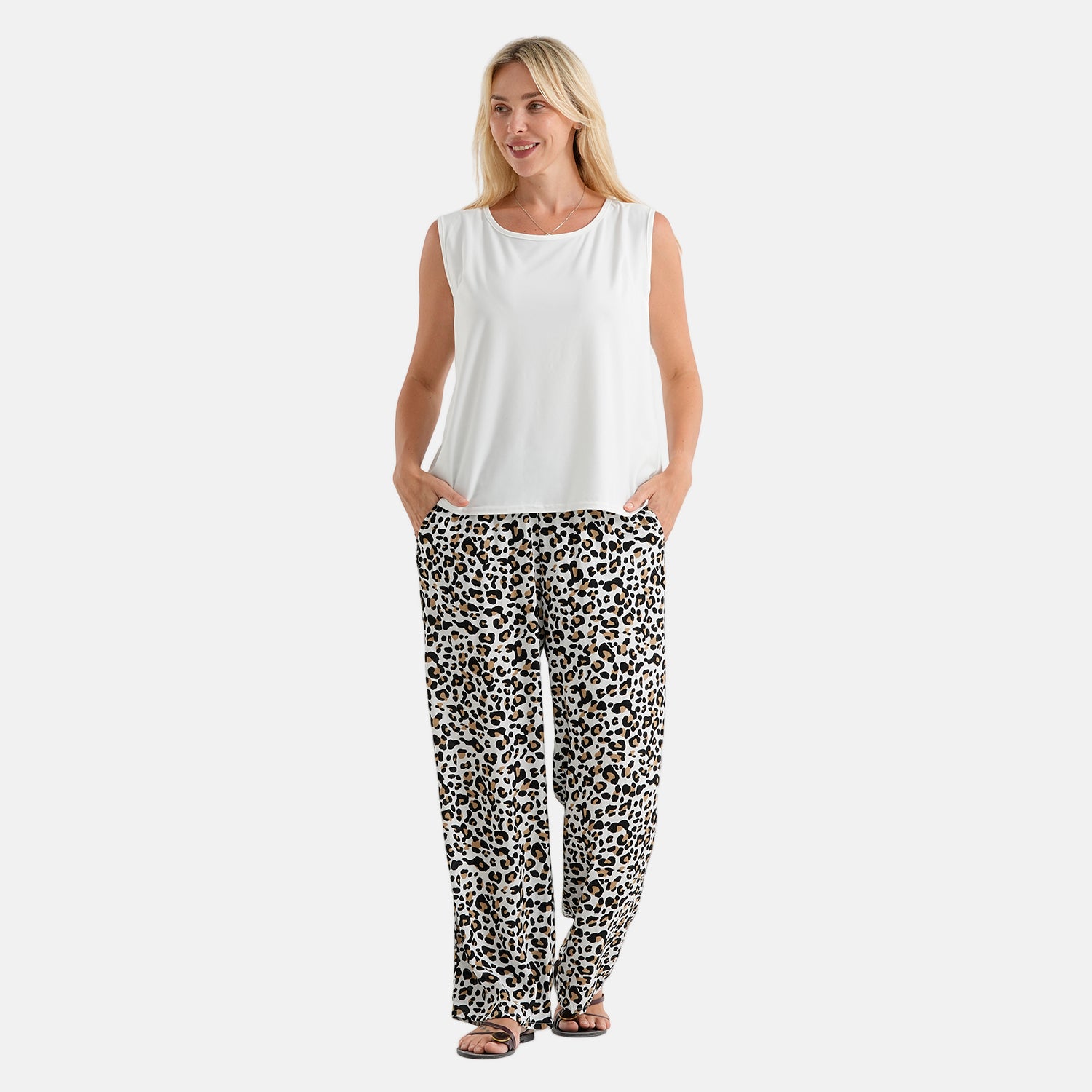& Maisi Patterned Loungwear (Size - Large) - White & Navy Blue_8521122_3
