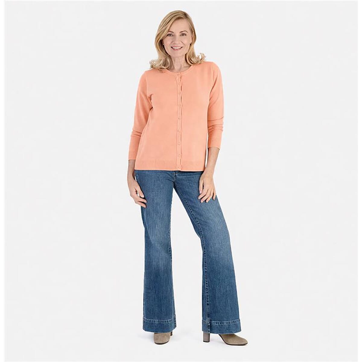 Pure And Natural Crew Neck Knitted Cardigans (Size 18) - Orange