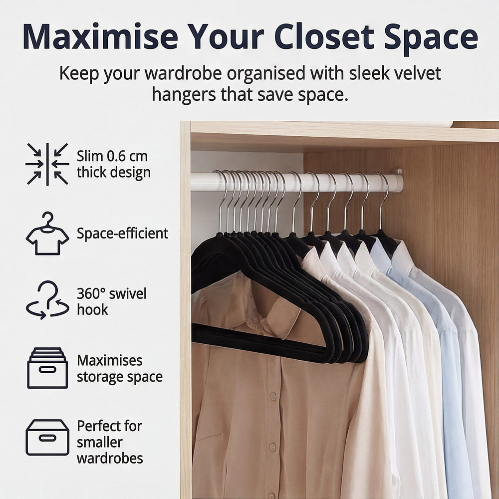 Pack of 50 Velvet Hangers - Black