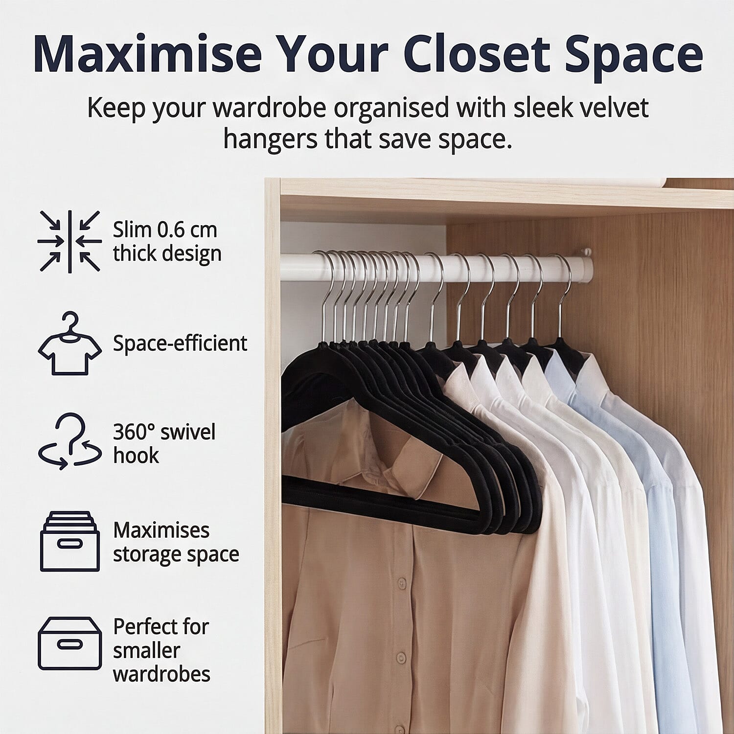 Pack of 50 Velvet Hangers - Black