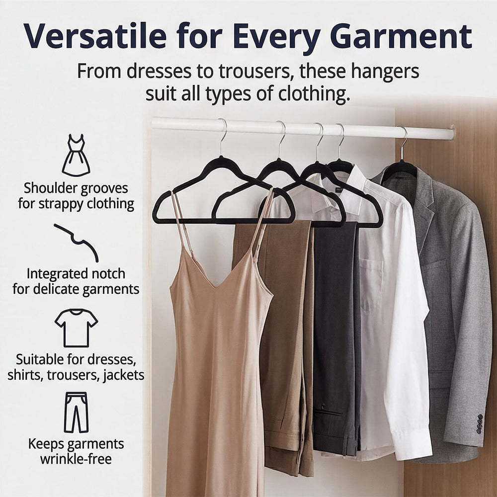 Pack of 50 Velvet Hangers - Black
