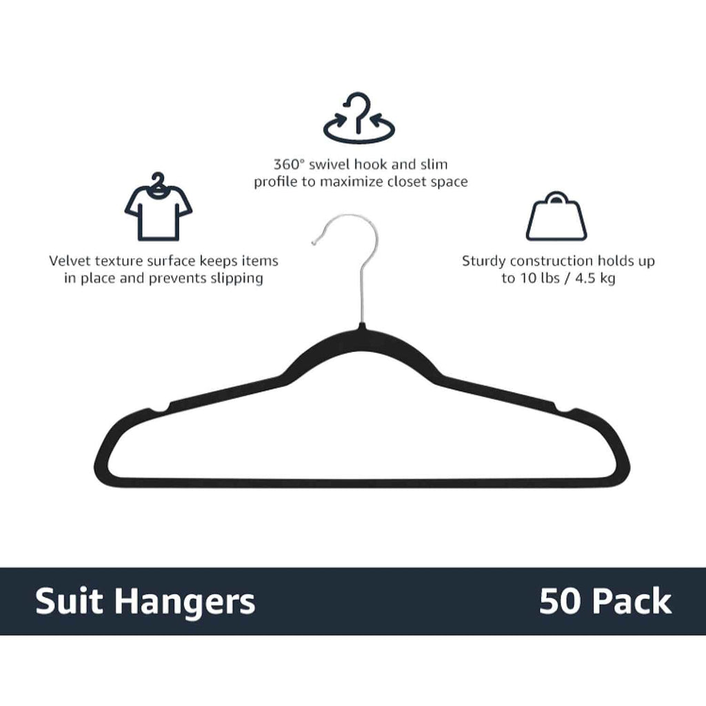 Pack of 50 Velvet Hangers - Black