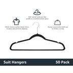 Pack of 50 Velvet Hangers - Black