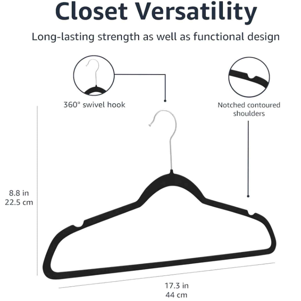 Pack of 50 Velvet Hangers - Black