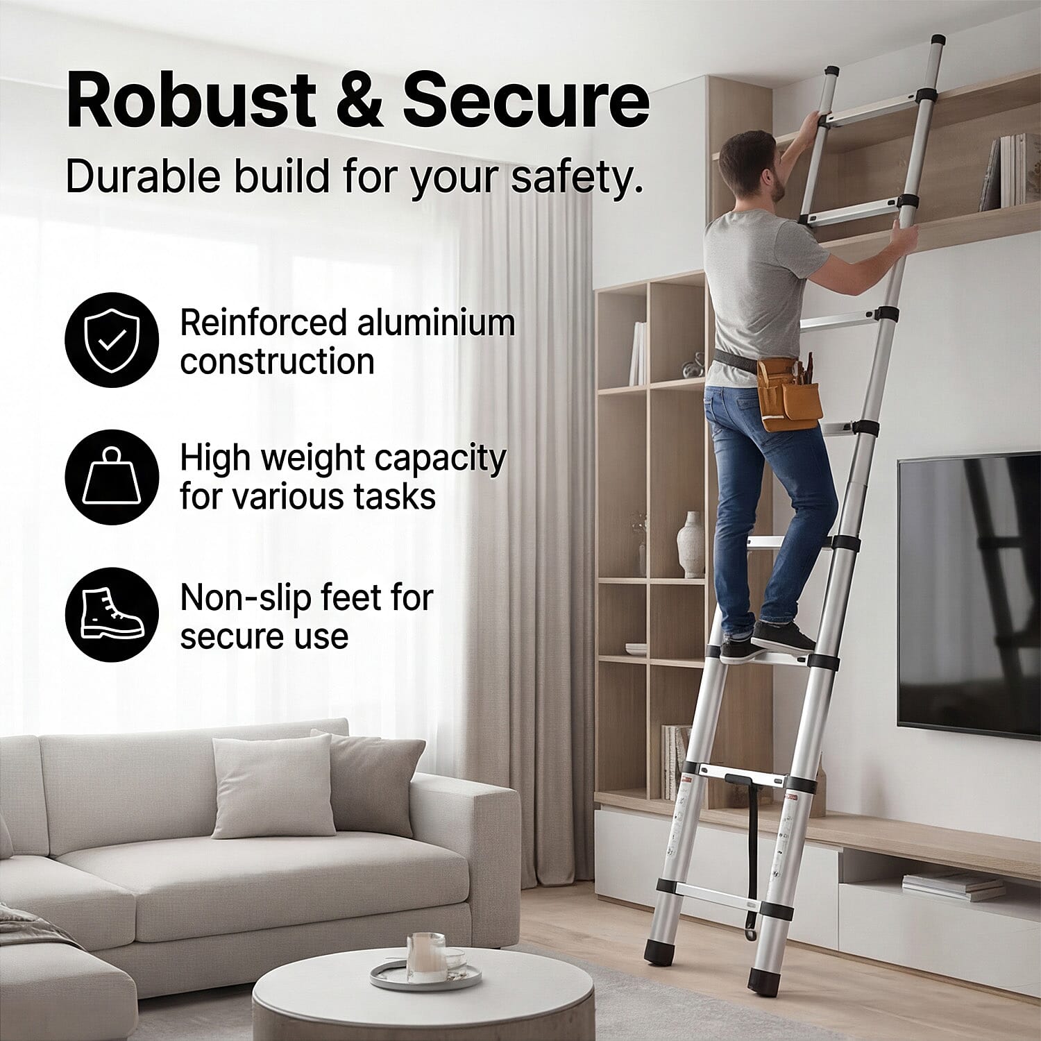 Lightweight 3.2 m Telescopic Ladder