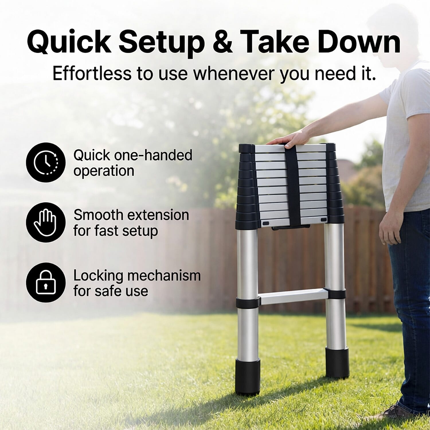 Lightweight 3.2 m Telescopic Ladder