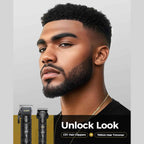 GLAKER  6-in-1 Cordless Trimmer with 17 Attachments for Beard, Face, Hair and Body - Black
