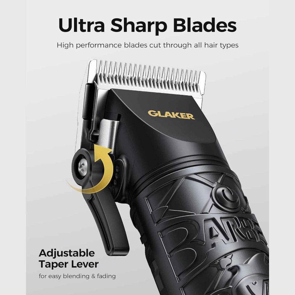 GLAKER  6-in-1 Cordless Trimmer with 17 Attachments for Beard, Face, Hair and Body - Black