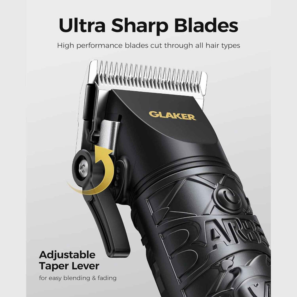 GLAKER  6-in-1 Cordless Trimmer with 17 Attachments for Beard, Face, Hair and Body - Black