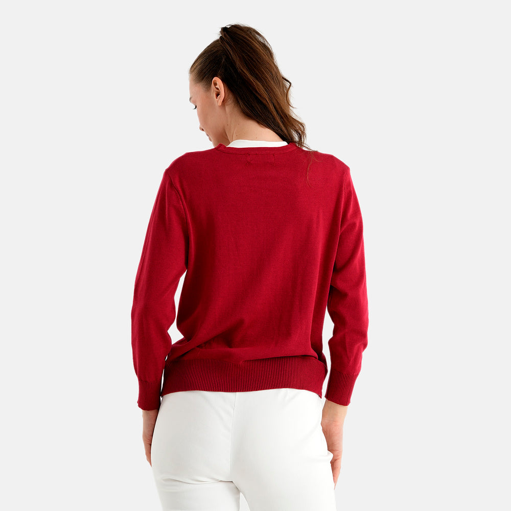 & Maisi Long-Sleeved V-Neck Cardigan (Size L/XL, 16-22) - Red_8526764_1