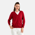 & Maisi Long-Sleeved V-Neck Cardigan (Size L/XL, 16-22) - Red_8526764_3
