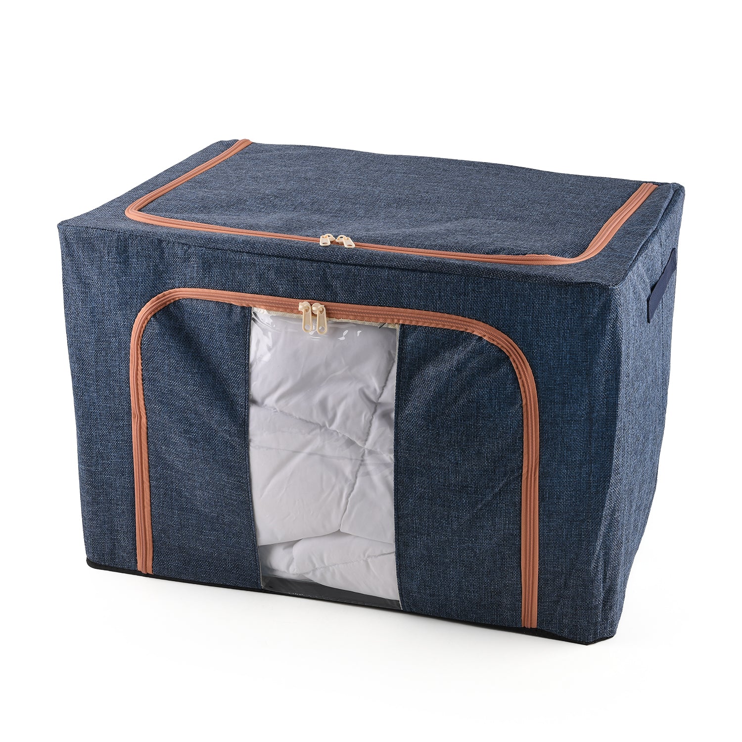 Bliss & Beyond Set of 2 - Storage Boxes Set with Vacuum Compression Storage Bags - Blue & Rose_8527503_1