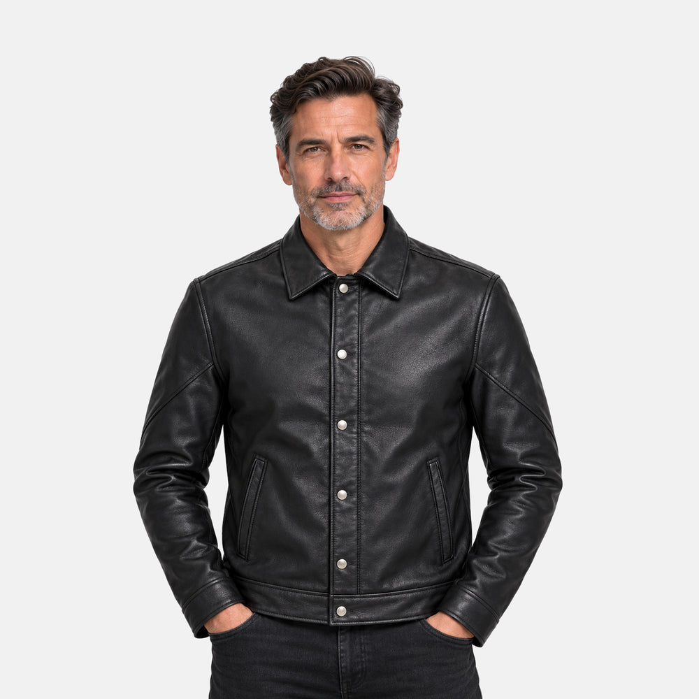 Valissiere Casper Womens Real Sheep Leather Casper Button Front Jacket (Size S) - Black_8529828