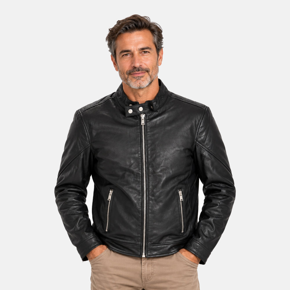 Valissiere Womens Real Sheep Leather Emmet Racer Jacket (Size M) - Black_8529906