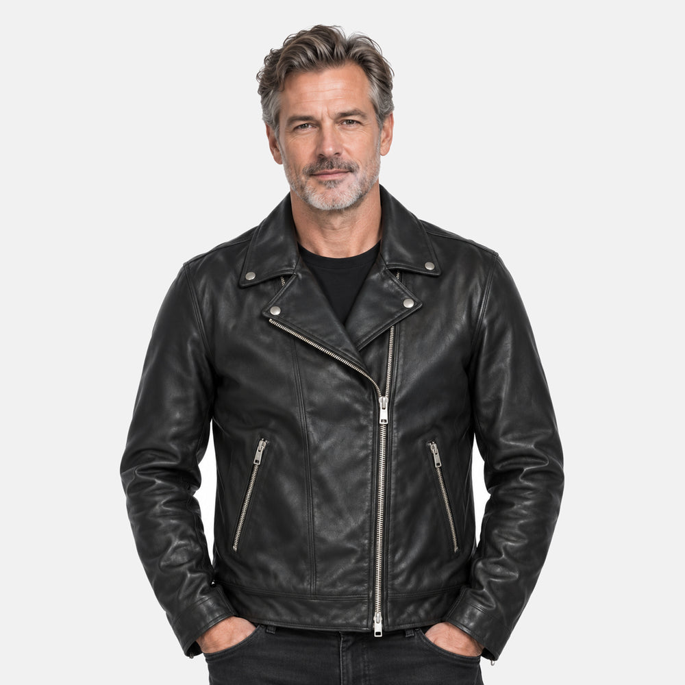Valissiere Womens Real Sheep Leather Emil Biker Jacket (Size L) - Black_8529910