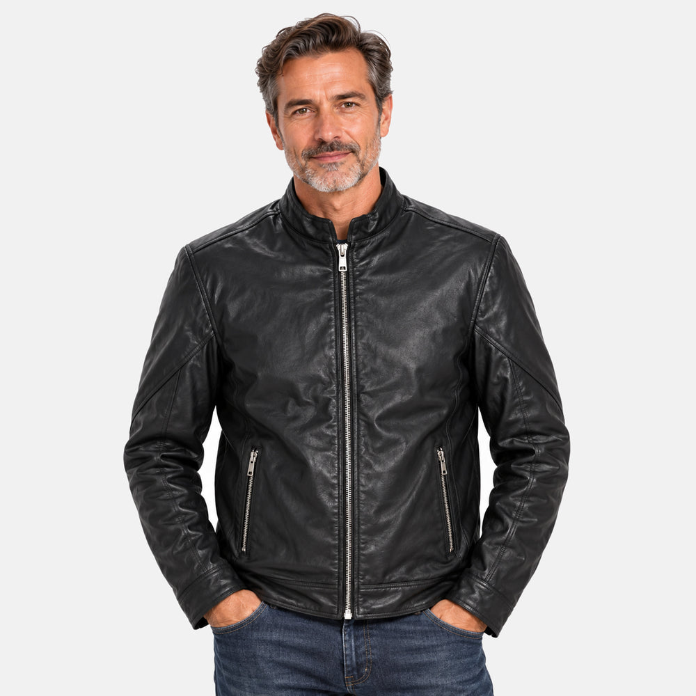 Valissiere Womens Real Sheep Leather Classic Racer Jacket (Size M) - Black_8529985
