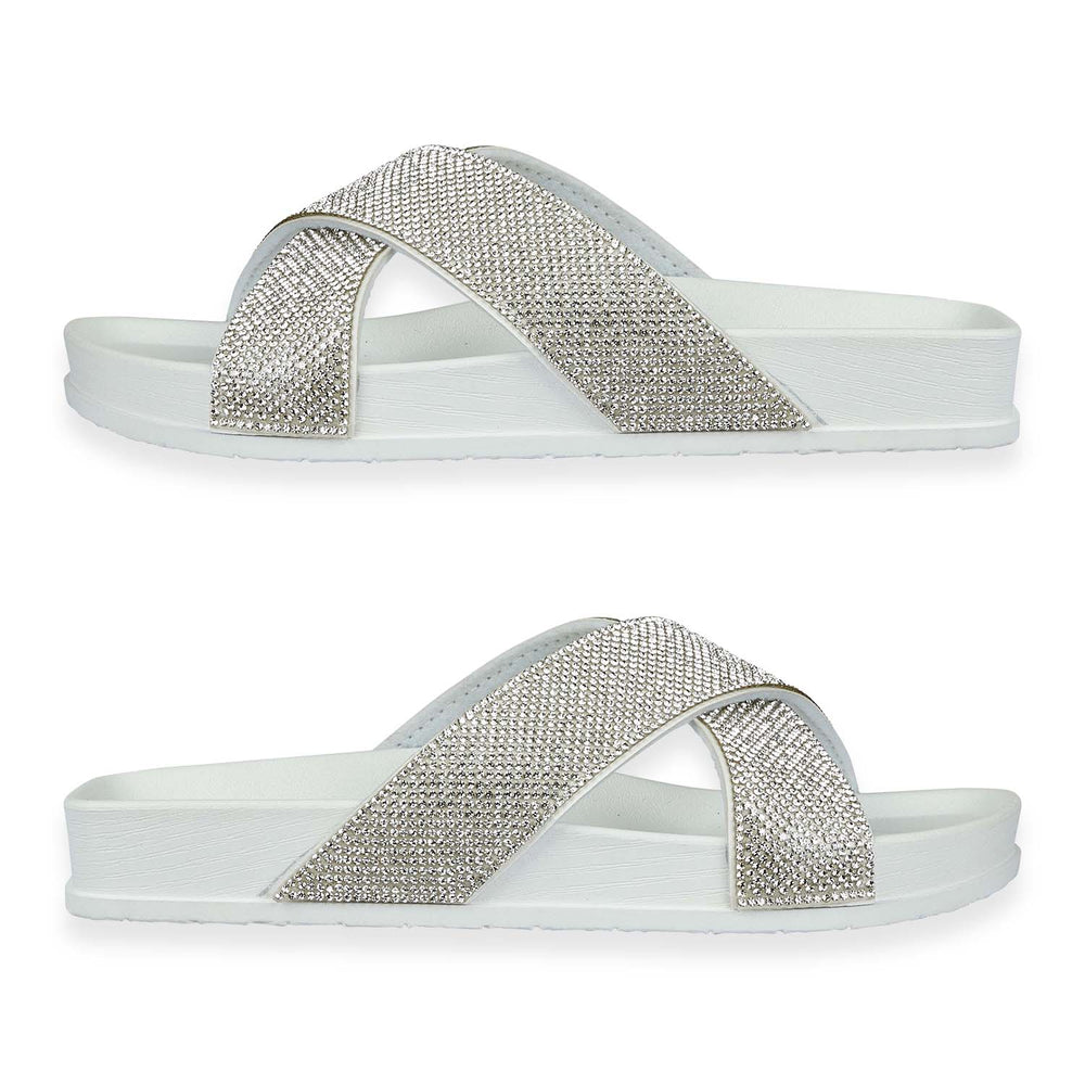 Jo & Joe Dusk Ladies Cross Over Mule With Diamantes (Size 5) - White_8530088_3