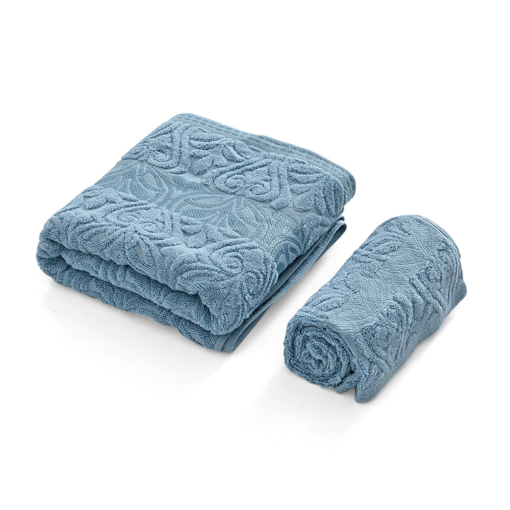 Bamboo Patterned Towel (Size 70x1 cm) - Blue_8530533_3