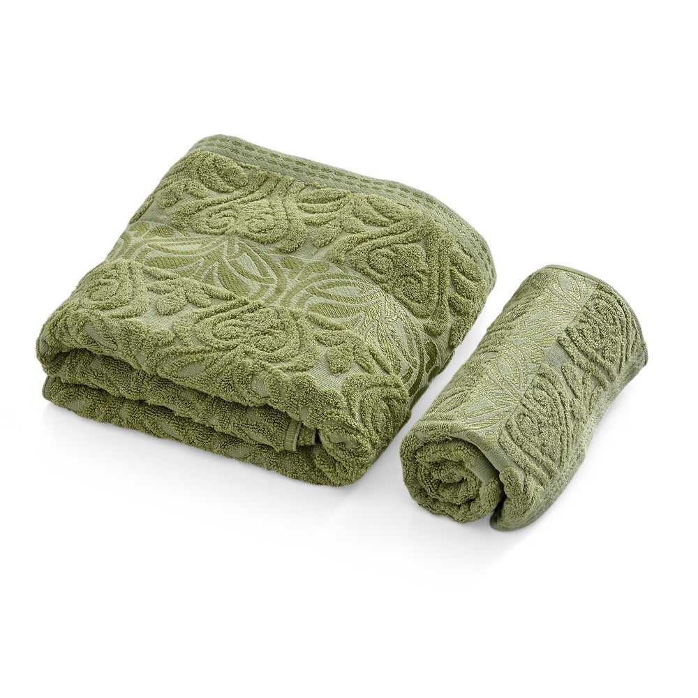 Bamboo Patterned Towel (Size 70x1 cm) - Green_8530574_3