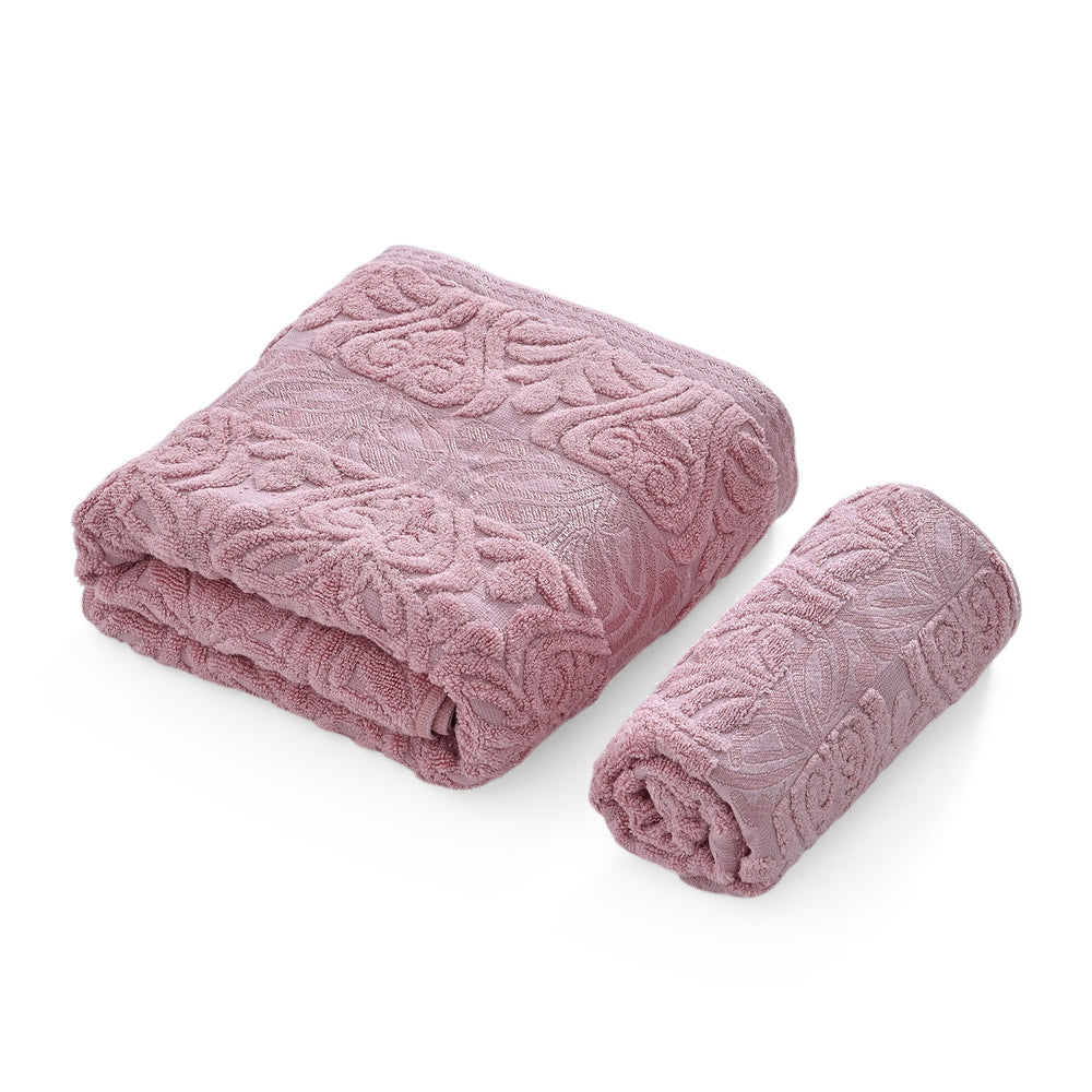 Bamboo Patterned Towel (Size 70x1 cm) - Pink_8530575_3