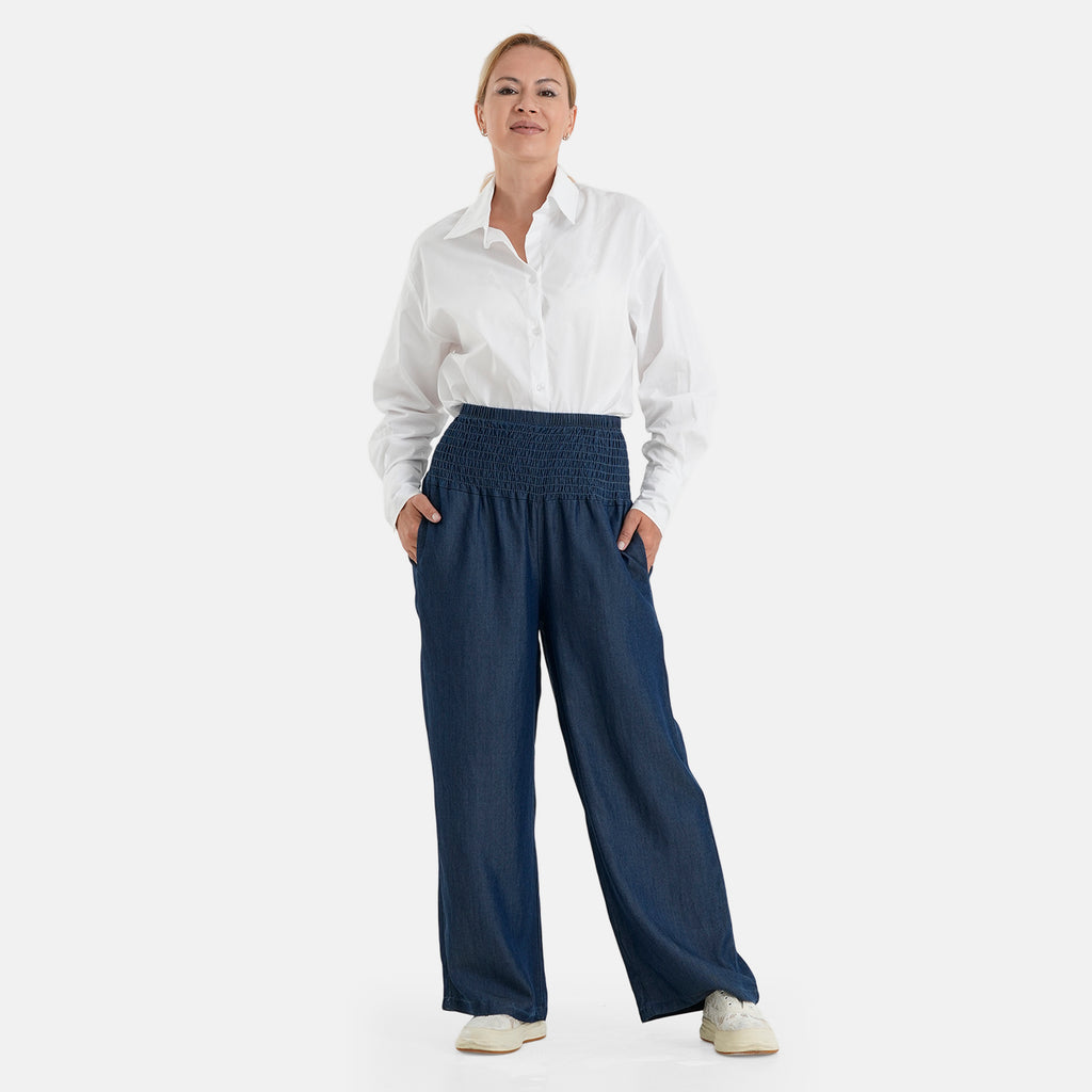 & Maisi Lyocell Linen Patterned Jean and Pant/Trouser (Size - 12) - Denim Carbon_8530678