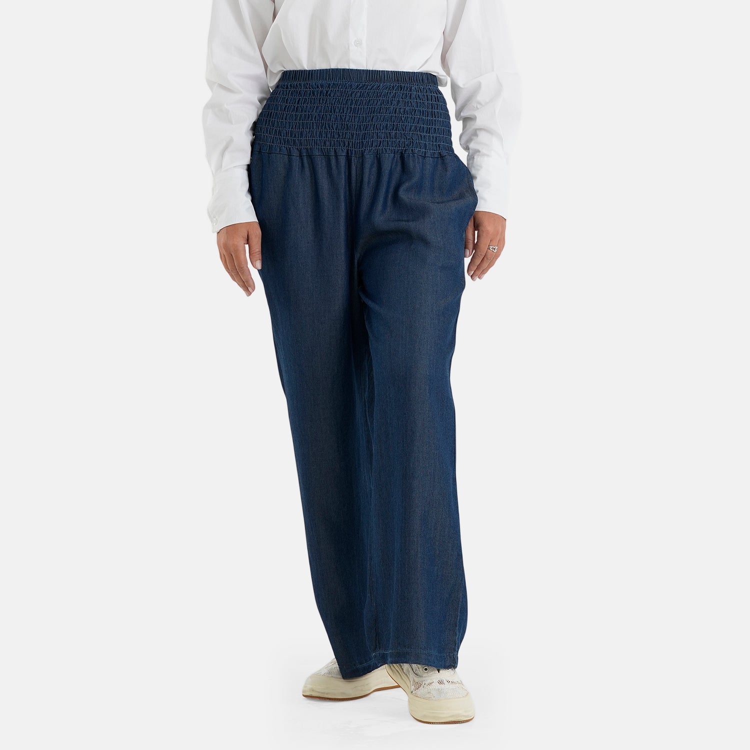 & Maisi Lyocell Linen Patterned Jean and Pant/Trouser (Size - 16) - Denim Carbon_8531170_1