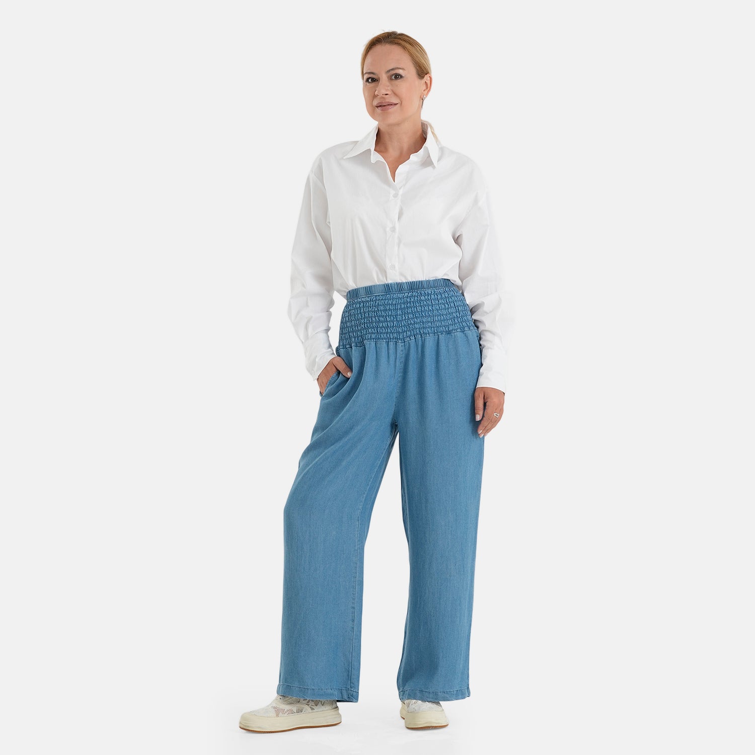 & Maisi Lyocell Linen Patterned Jean and Pant/Trouser (Size - 12) - Denim Tradition_8531194