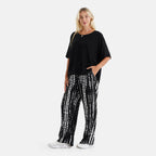 & Maisi Set of 2 - Short-sleeve Lightweight Solid Top & Printed Relax-Fit Trousers (Size L, 16-18) - Black & White_8531748_2