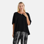& Maisi Set of 2 - Short-sleeve Lightweight Solid Top & Printed Relax-Fit Trousers (Size L, 16-18) - Black & White_8531748
