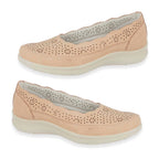 Shoetree Comfort Vienna Ladies Lightweight Slip-On Casual Pump With Decorative Cutouts (Size 7) - Beige_8536358