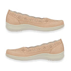 Shoetree Comfort Vienna Ladies Lightweight Slip-On Casual Pump With Decorative Cutouts (Size 7) - Beige_8536358_1
