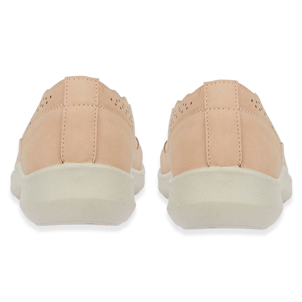 Shoetree Comfort Vienna Ladies Lightweight Slip-On Casual Pump With Decorative Cutouts (Size 7) - Beige_8536358_2