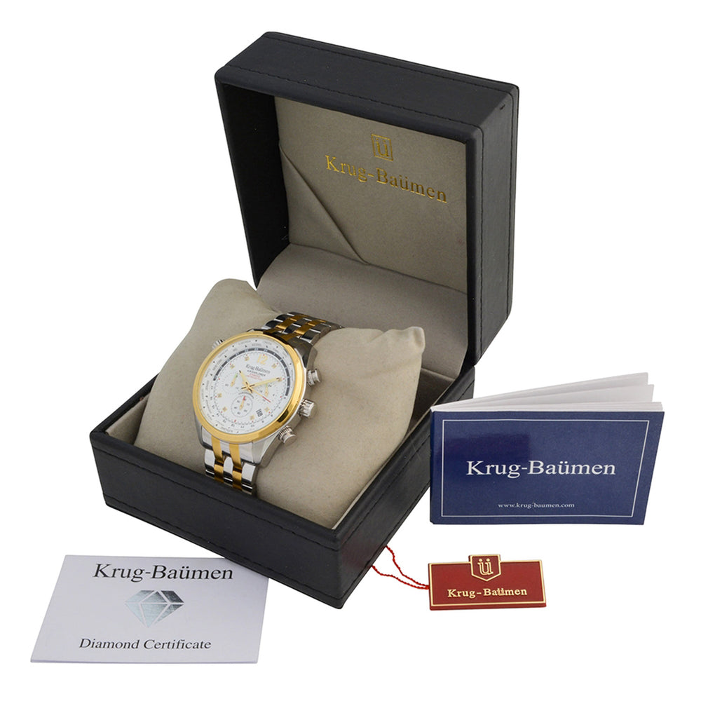 Krug Baumen Air Explorer JS25 Miyota Chronograph with date watch, with Silver Dial, 8 Diamonds and Silver and Gold coloured Stainless Steel case with 3 ATM 100107DM_8536782_3