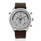 Krug Baumen Air Explorer Diamond Miyota JS25 Chronograph Watch with a White Dial, 8 Diamonds and a Brown Leather Strap in a 44mm Silver Stainless Steel Case with 3 ATM 100200DM_8536812