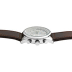 Krug Baumen Air Explorer Diamond Miyota JS25 Chronograph Watch with a White Dial, 8 Diamonds and a Brown Leather Strap in a 44mm Silver Stainless Steel Case with 3 ATM 100200DM_8536812_3