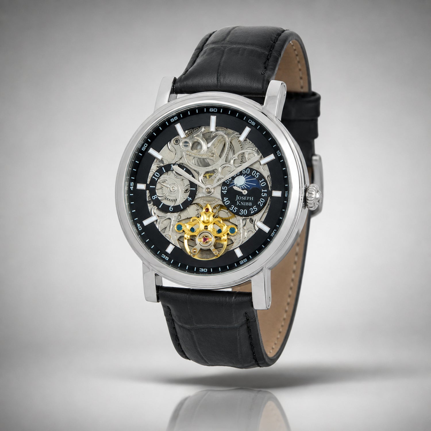 Automatic Mens Watch in Leather - Black_8540767