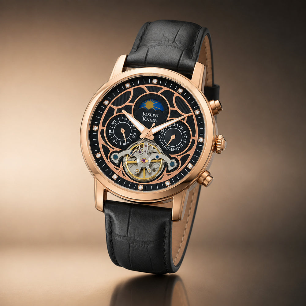 Automatic Mens Watch in Leather - Black_8540779