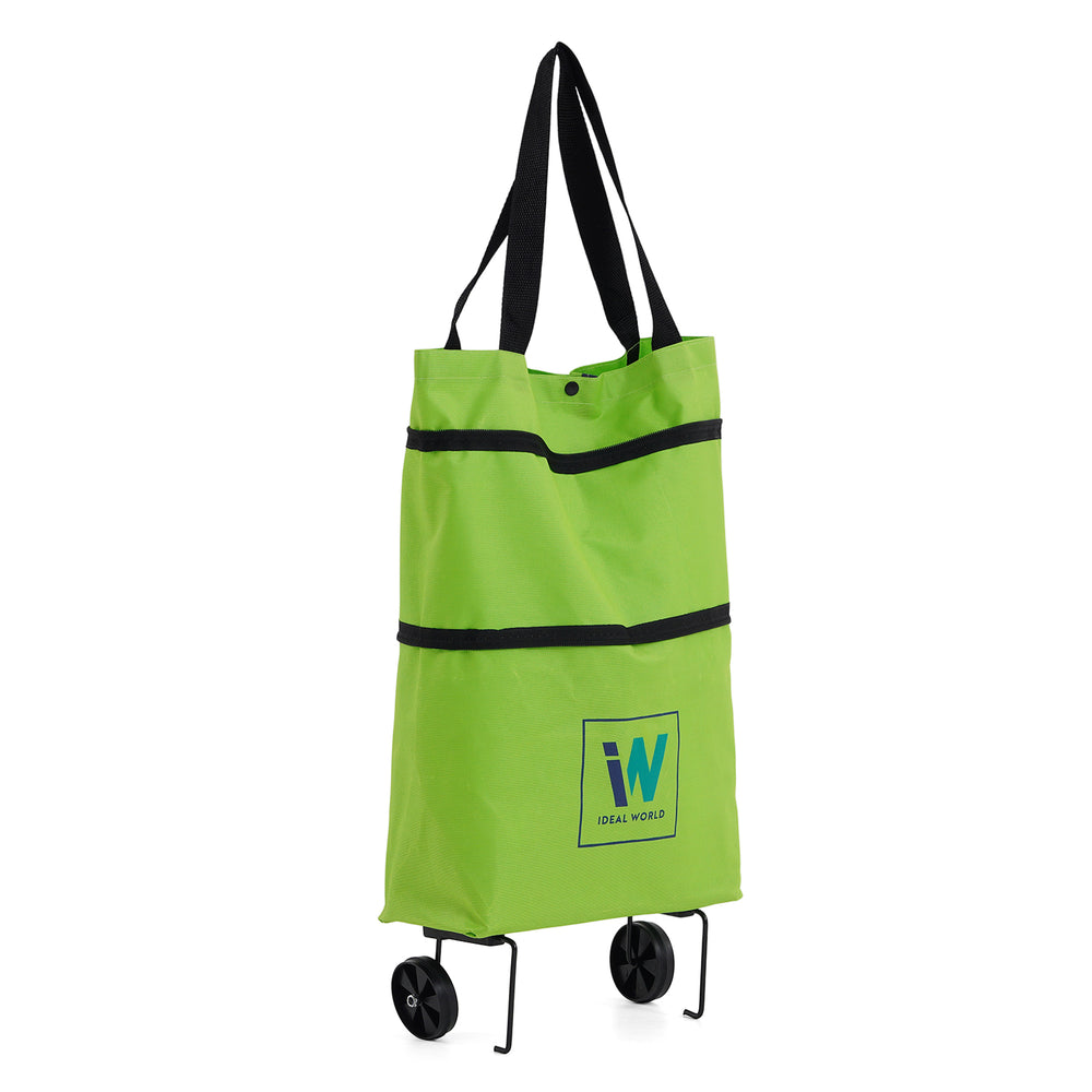 Foldable Shopping Trolley Bag with Wheels - Bright Green_8541272