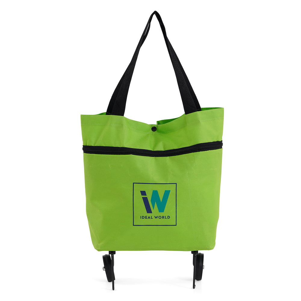 Foldable Shopping Trolley Bag with Wheels - Bright Green_8541272_5