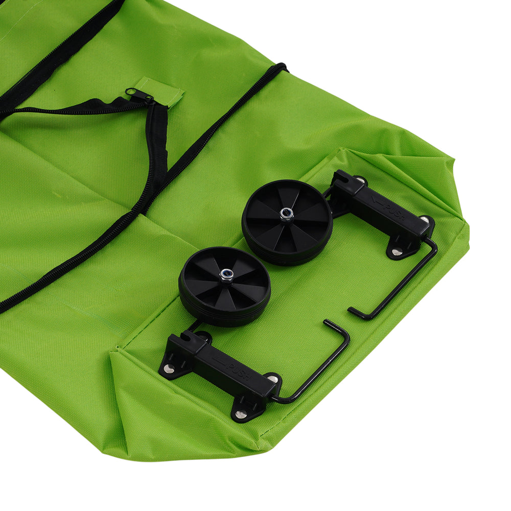 Foldable Shopping Trolley Bag with Wheels - Bright Green_8541272_7