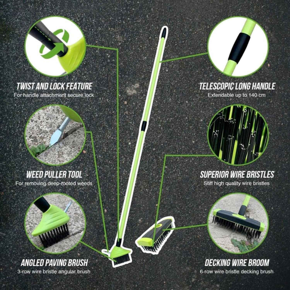 DEKTON 3 IN 1 Weed Removal Brush Set - Green