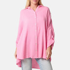 QED Crinkle Loose Fitting Oversized Shirt (Size 10-22) - Blush_8550697
