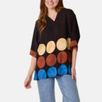 Chilli Charm V-Neck Polka Dot Print Top (One Size) - Black_8550713
