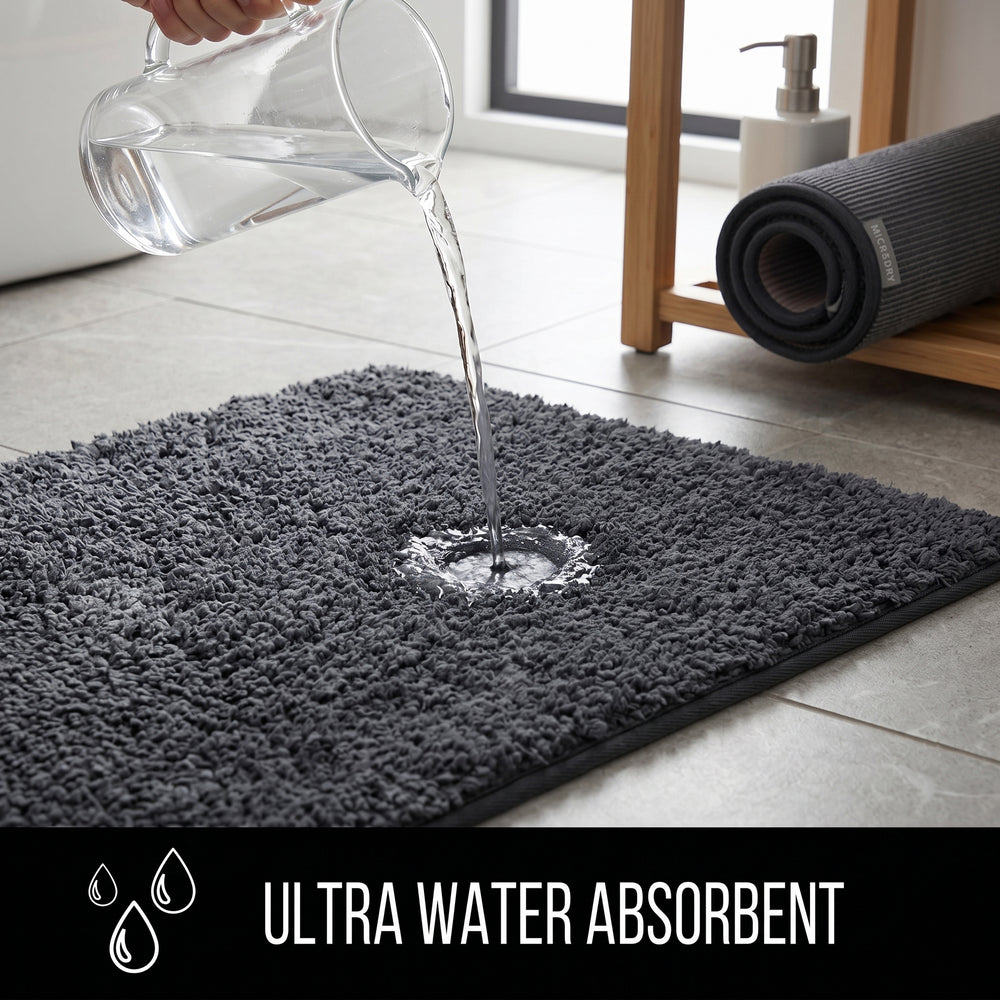 Bliss and Beyond Cotton Memory Foam Bathroom Mat with Gripex and Latex Non Slip Backing (Size 53x86cm) - Black_8551043_4