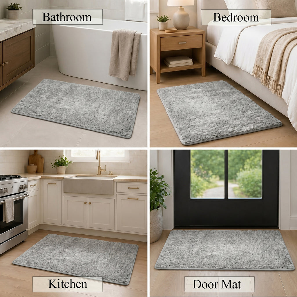 Bliss and Beyond Cotton Memory Foam Bathroom Mat with Gripex and Latex Non Slip Backing (Size 53x86cm) - Grey_8551079_2