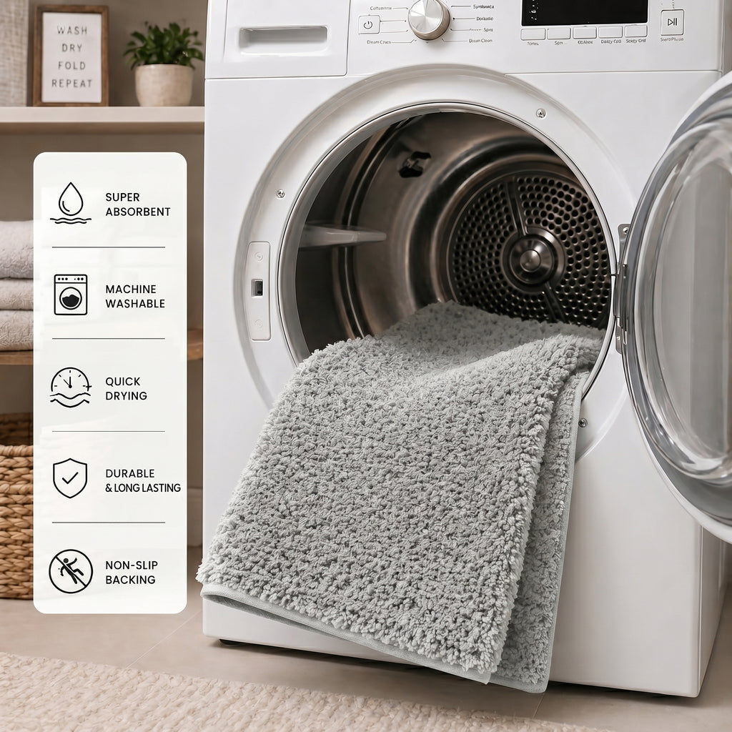 Bliss and Beyond Cotton Memory Foam Bathroom Mat with Gripex and Latex Non Slip Backing (Size 53x86cm) - Grey_8551079_3
