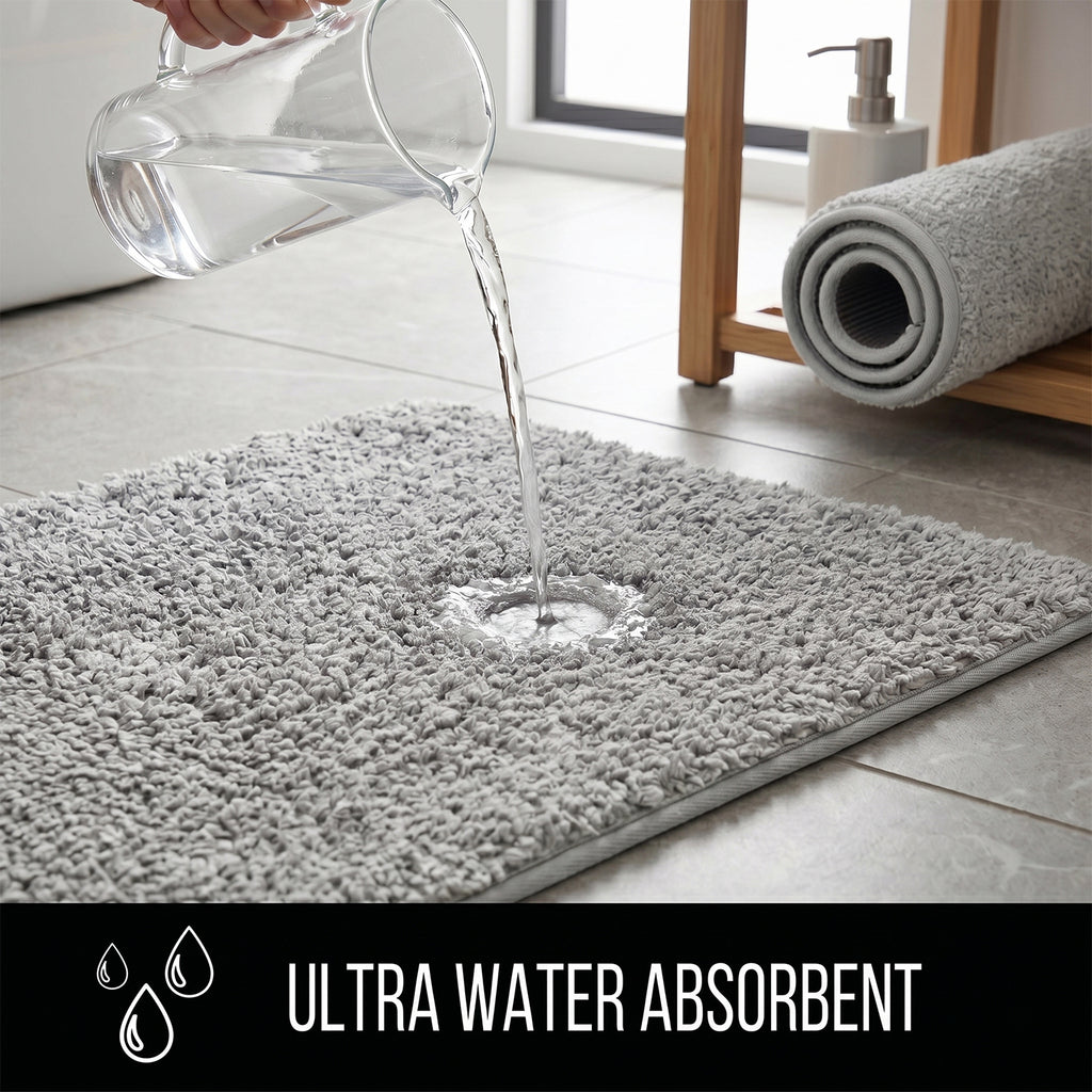 Bliss and Beyond Cotton Memory Foam Bathroom Mat with Gripex and Latex Non Slip Backing (Size 53x86cm) - Grey_8551079_4