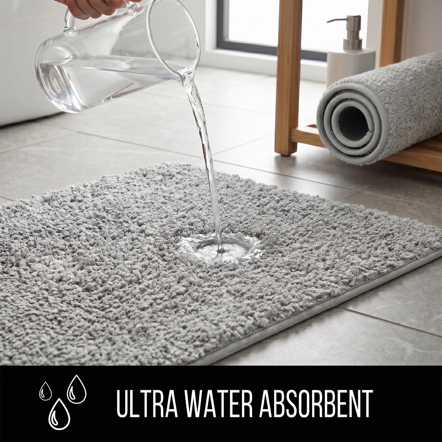 Bliss and Beyond Cotton Memory Foam Bathroom Mat with Gripex and Latex Non Slip Backing (Size 53x86cm) - Grey_8551079_4